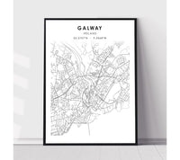 
              Galway, Ireland Scandinavian Style Map Print 
            