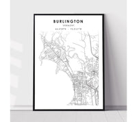 
              Burlington, Vermont Scandinavian Map Print 
            