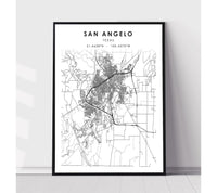 
              San Angelo, Texas Scandinavian Map Print 
            