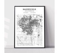 
              Bakersfield, California Scandinavian Map Print 
            