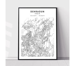 Dehradun, India Scandinavian Style Map Print 