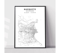 
              Marquette, Michigan Scandinavian Map Print 
            