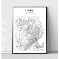 Peoria, Illinois Scandinavian Map Print 