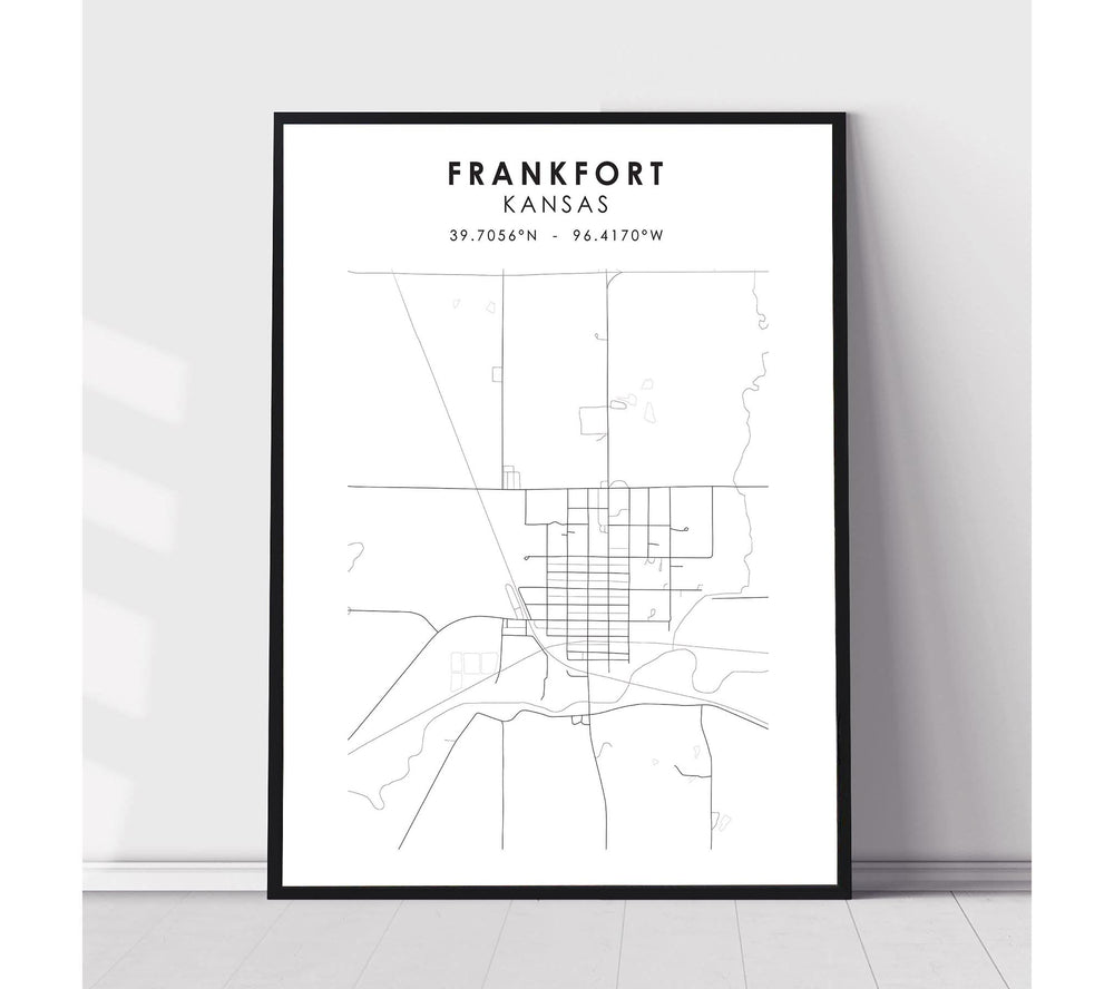 Frankfort, Kansas Scandinavian Map Print 