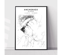 
              Anchorage, Alaska Scandinavian Map Print 
            