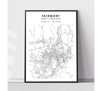 
              Fairmont, West Virginia Scandinavian Map Print 
            