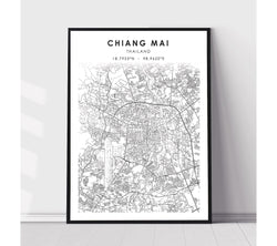 Chiang Mai, Thailand Scandinavian Style Map Print 