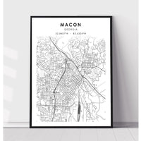 Macon, Georgia Scandinavian Map Print 