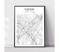 
              Elkridge, Maryland Scandinavian Map Print 
            