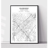 Elkridge, Maryland Scandinavian Map Print 