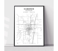 
              Cameron, Missouri Scandinavian Map Print 
            