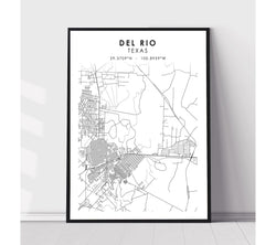 Del Rio, Texas Scandinavian Map Print 