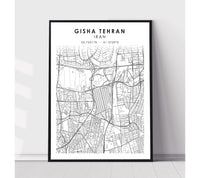 
              Gisha Tehran, Iran Scandinavian Style Map Print 
            