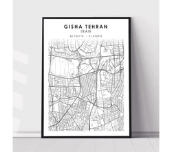 Gisha Tehran, Iran Scandinavian Style Map Print 