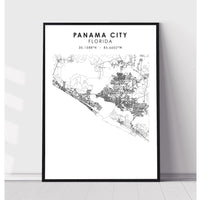 Panama City, Florida Scandinavian Map Print 