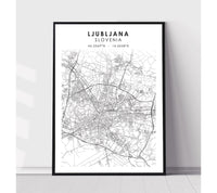 
              Ljubljana, Slovenia Scandinavian Style Map Print 
            