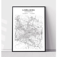 Ljubljana, Slovenia Scandinavian Style Map Print 