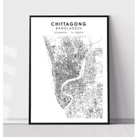 Chittagong, Bangladesh Scandinavian Style Map Print 