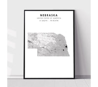 
              Nebraska, United States Scandinavian Style Map Print 
            