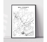 
              Bell County, Kentucky Scandinavian Map Print 
            