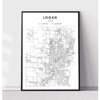 Logan, Utah Scandinavian Map Print 