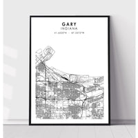 Gary, Indiana Scandinavian Map Print 