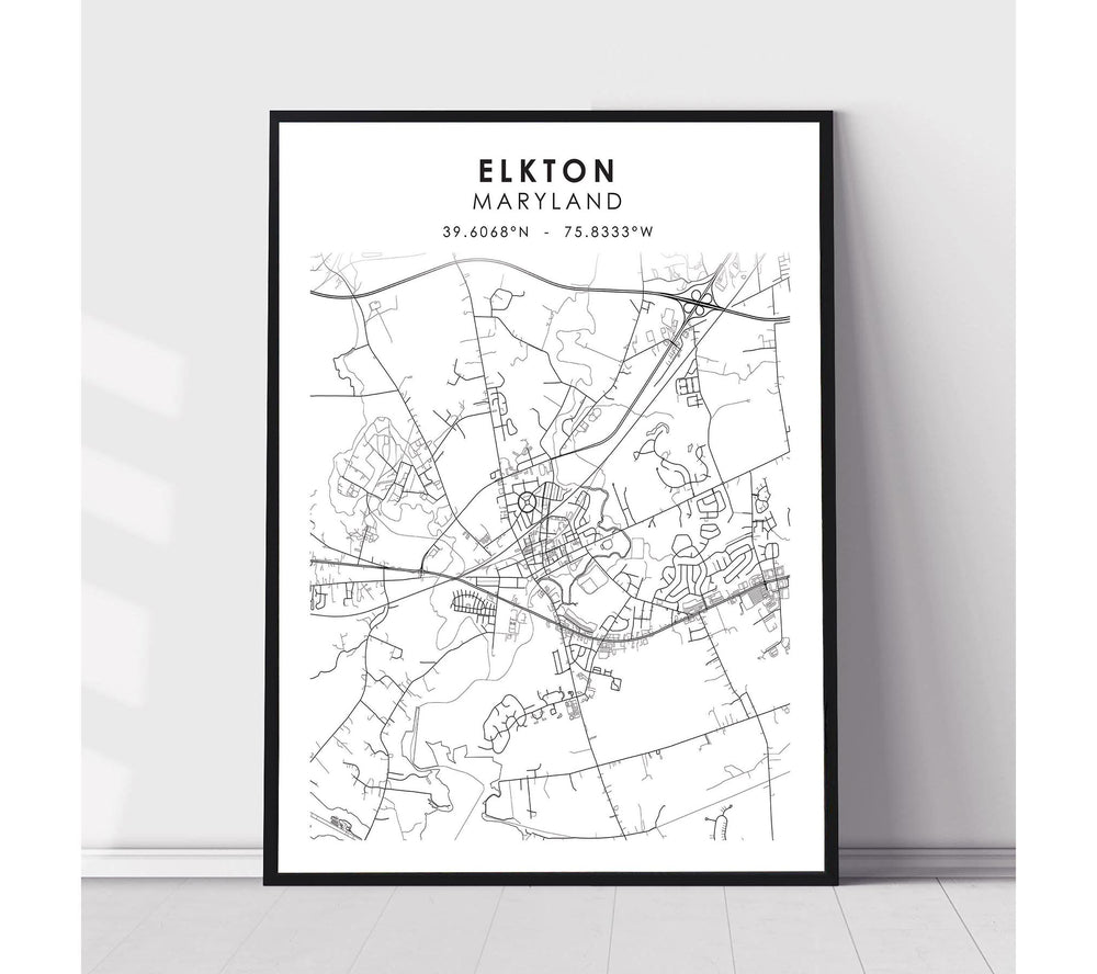 Elkton, Maryland Scandinavian Map Print 