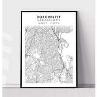 Dorchester, Massachusetts Scandinavian Map Print 