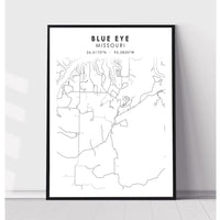 Blue Eye, Missouri Scandinavian Map Print 