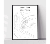 
              East Brady, Pennsylvania Scandinavian Map Print 
            