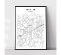 
              Decatur, Georgia Scandinavian Map Print 
            