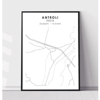 Antroli, India Scandinavian Style Map Print 