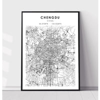 Chengdu, China Scandinavian Style Map Print 