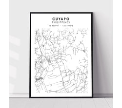 Cuyapo Philippines Scandinavian Style Map Print 