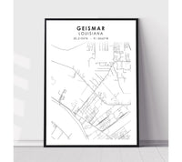 
              Geismar, Louisiana Scandinavian Map Print 
            