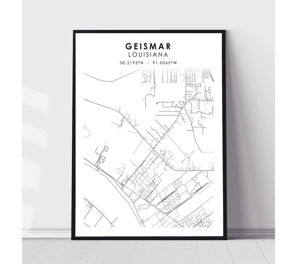 Geismar, Louisiana Scandinavian Map Print 