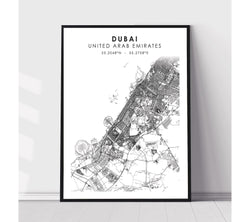 Dubai United Arab Emirates Scandinavian Style Map Print 