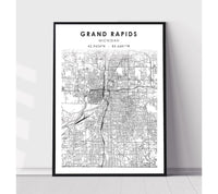 
              Grand Rapids, Michigan Scandinavian Map Print 
            