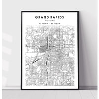 Grand Rapids, Michigan Scandinavian Map Print 