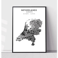 Netherlands Scandinavian Style Map Print 