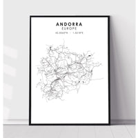 Andorra Scandinavian Style Map Print 