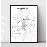 Forrest City, Arkansas Scandinavian Map Print 