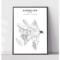 Azerbaijan, Asia Scandinavian Style Map Print 