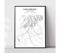 
              Gatlinburg, Tennessee Scandinavian Map Print 
            