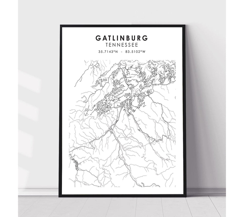 Gatlinburg, Tennessee Scandinavian Map Print 