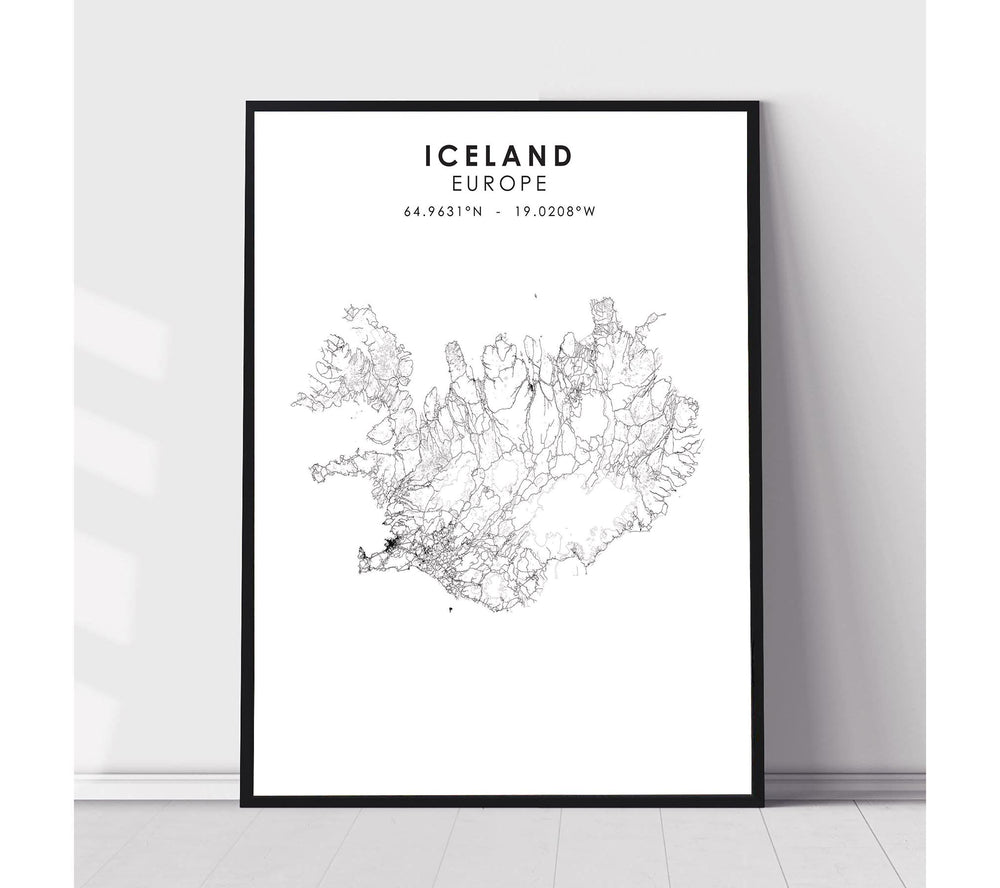 Iceland Scandinavian Style Map Print 