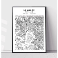 Bangkok, Thailand, Philippines Scandinavian Style Map Print 