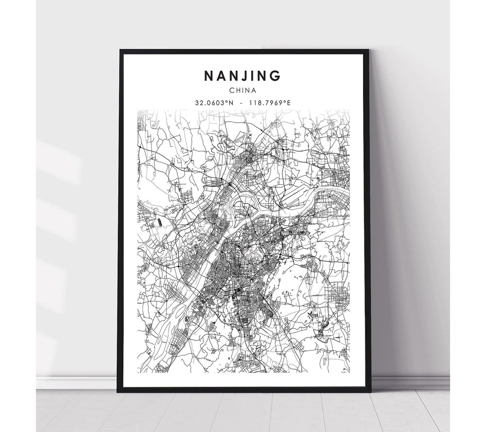 Nanjing, Jiangsu, China Scandinavian Style Map Print 