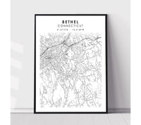 
              Bethel, Connecticut Scandinavian Map Print 
            