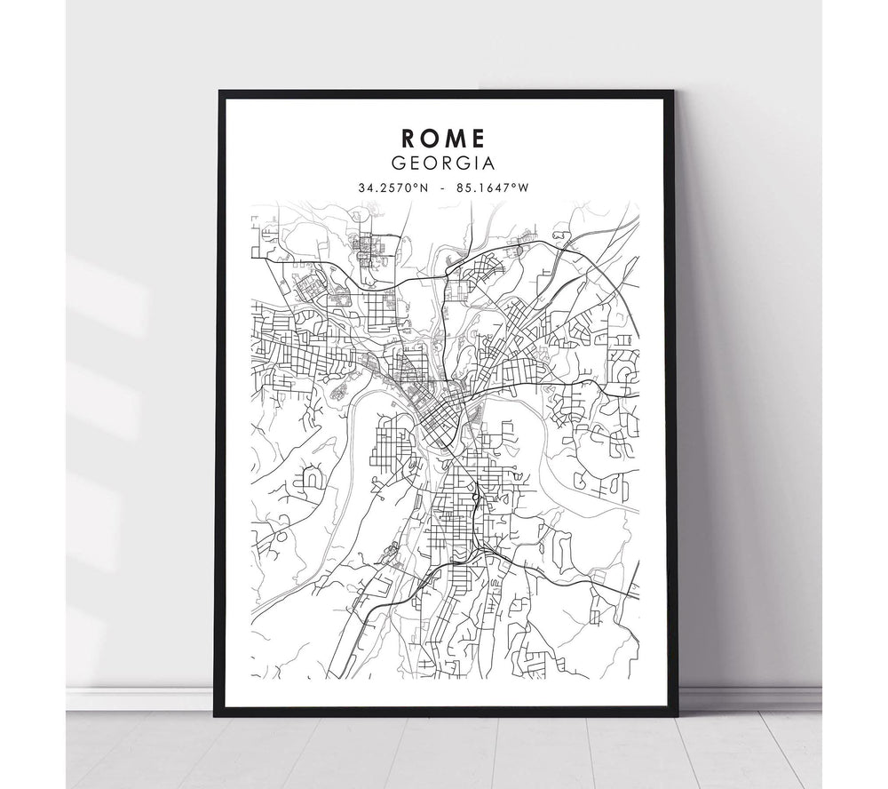 Rome, Georgia Scandinavian Map Print 